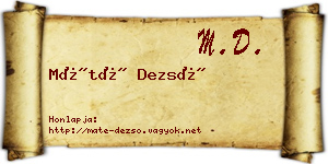 Máté Dezső névjegykártya